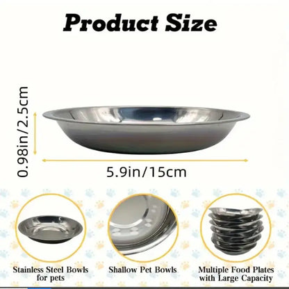 1/5PCS Pet Feeding Bowl Cat Food Bowl Dog Bowl Rabbit Bowl Pet Tray Stainless Steel Thick Soup Bowl Multi-Purpose Rice Bowl Tray