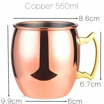 1PCS Cocktail Cup 550ml Hammered Copper Plated Moscow Mule Mug - Beer/Coffee Cup for Enhanced Flavor Experience Tazas Drinkware