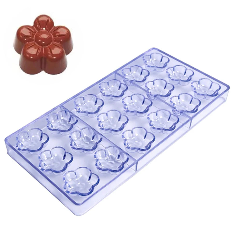 24 Styles Available Plastic Chocolate Mold Creative Rose Heart Diamond Cake Shape Kitchen Household Food Grade Candy Baking Mold