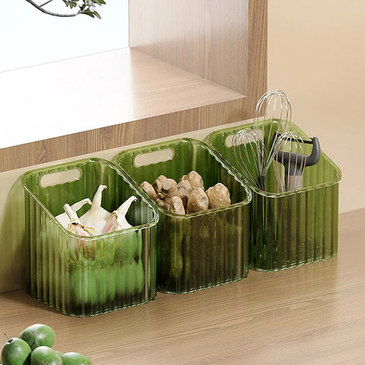 Bathroom Shelf Drill-Free Installation Organizer Wall Mounted Kitchen Storage Basket Onion Ginger Garlic Transparent Organizer