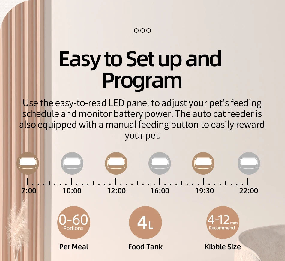 ROJECO Automatic Pet Feeder Smart Control Cat Food Kibble Dispenser Button Version Auto Feeder For Cats Dogs Feeding Accessories