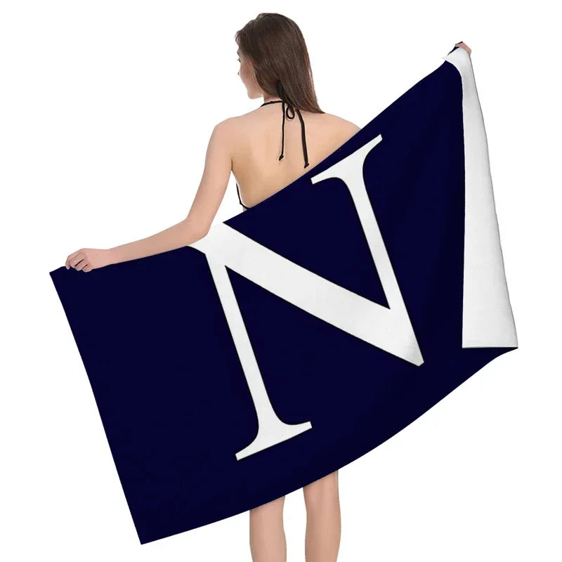 1pc Flower wreath letter pattern Pattern Beach Towel,Ultra-Fine Fiber Beach Blanket,Highly Absorbent Bath Towel,Suitable