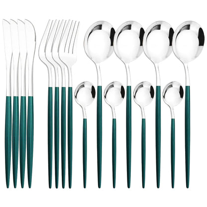 16Pcs Mirror Gold Dinnerware Set Stainless Steel Cutlery Set Fork Knife Coffee Spoon Tableware Silverware Kitchen Flatware Set