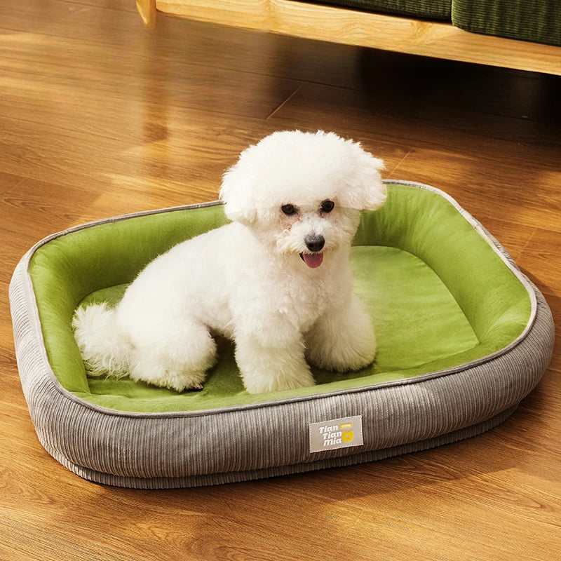 All-Season Detachable Washable Dog Bed for Small/Medium Dogs - Thermal Winter Pet Sofa Cushion Mat with Removable Cover