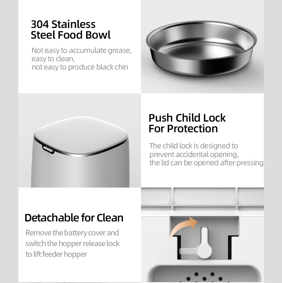 ROJECO Automatic Pet Feeder Smart Control Cat Food Kibble Dispenser Button Version Auto Feeder For Cats Dogs Feeding Accessories