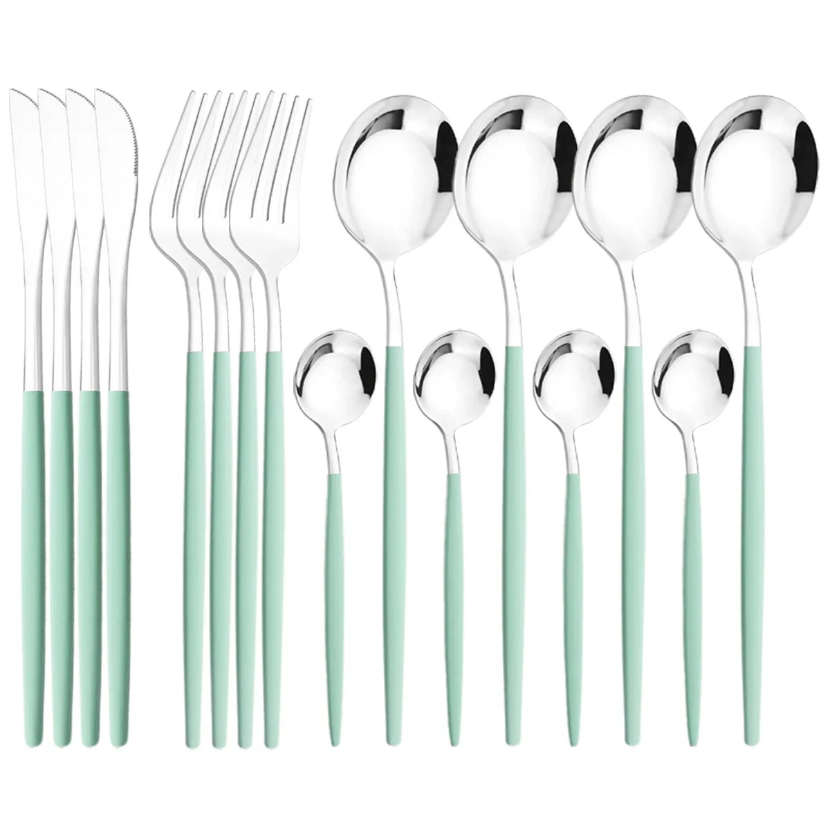 16Pcs Mirror Gold Dinnerware Set Stainless Steel Cutlery Set Fork Knife Coffee Spoon Tableware Silverware Kitchen Flatware Set