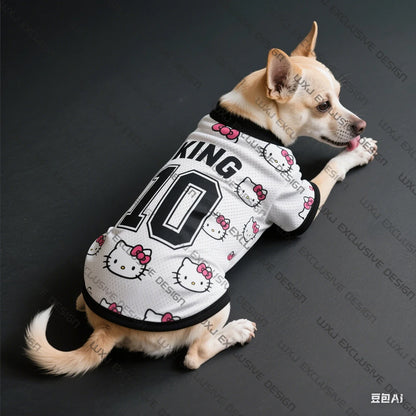 2025 Doggy Pet Clothing  Pet Accessories  Breathable Cool and Comfortable Kitty Cat Pattern T-Shirt Small Dog Breed Dog-King