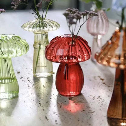 Transparent Mushroom Glass Vase Aromatherapy Bottle Home Small Vase Hydroponic Flower Pot Simple Table Decoration Home Decor