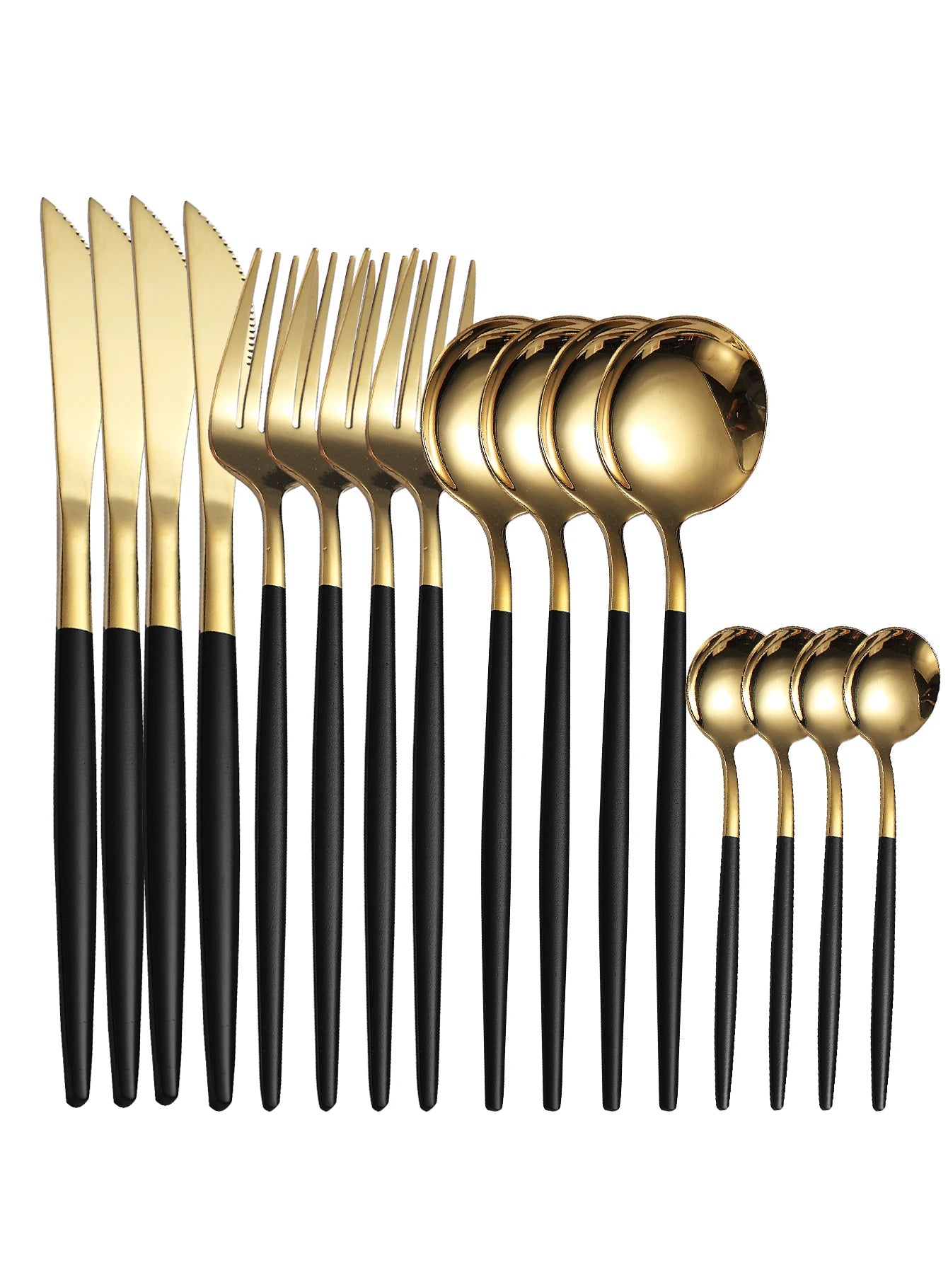 16PCS cutlery set stainless steel tableware knife and fork spoon teaspoon tableware package quality gold cutlery sets