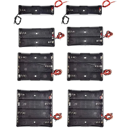 3pcs 18650 Battery Holder Box 1 Slot 3.7V Battery Storage Case 1/2/3/4 Cell Plastic Container with Connect Black Red Wires