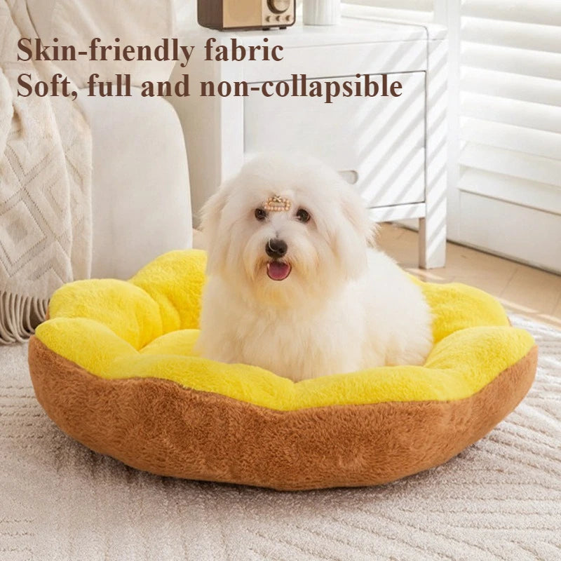 2026 Flower Shaped Fluffy Pet Bed Winter Warm Plush Dog Bed for Small Medium Large Dog Four Seasons Universal cama para perros