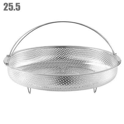 Stainless Steel Food Steamer Basket Pressure Cooker Drain Drainer Steaming Basket Grid with Handle Kitchen Steamer Strainer Z0J8