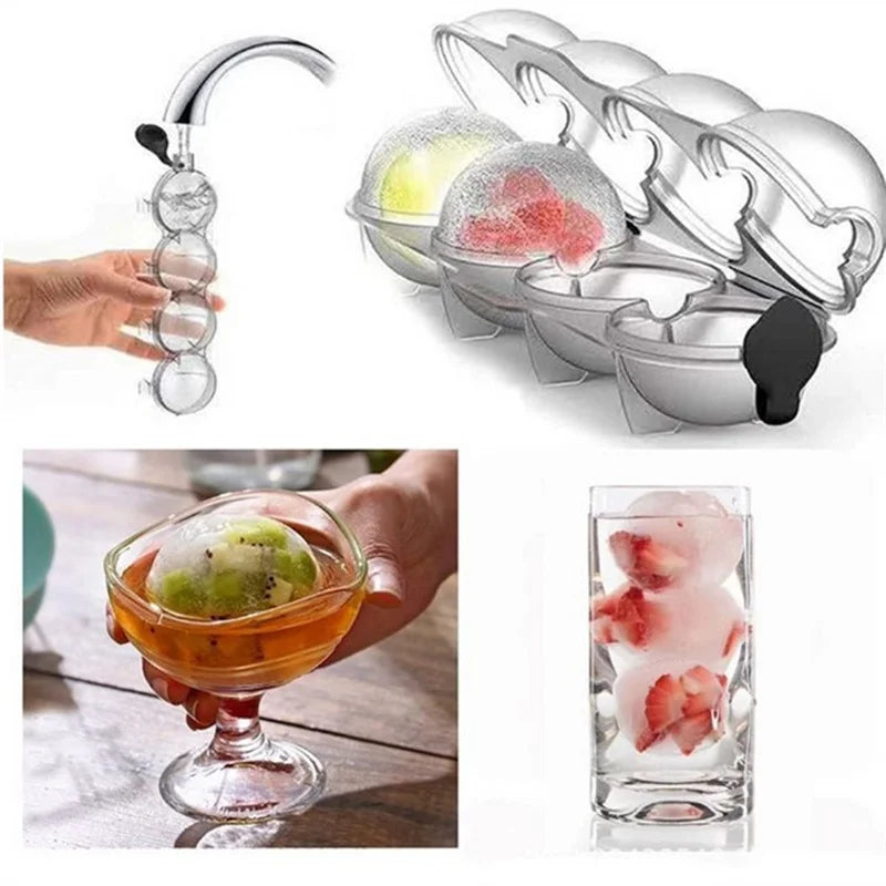 1PC Ball Freezer Maker Tray Whiskey DIY  4 Cavity Bar Sphere Ice Cube Mould Mold  Home Bathroom Kitchen Accessories Tools