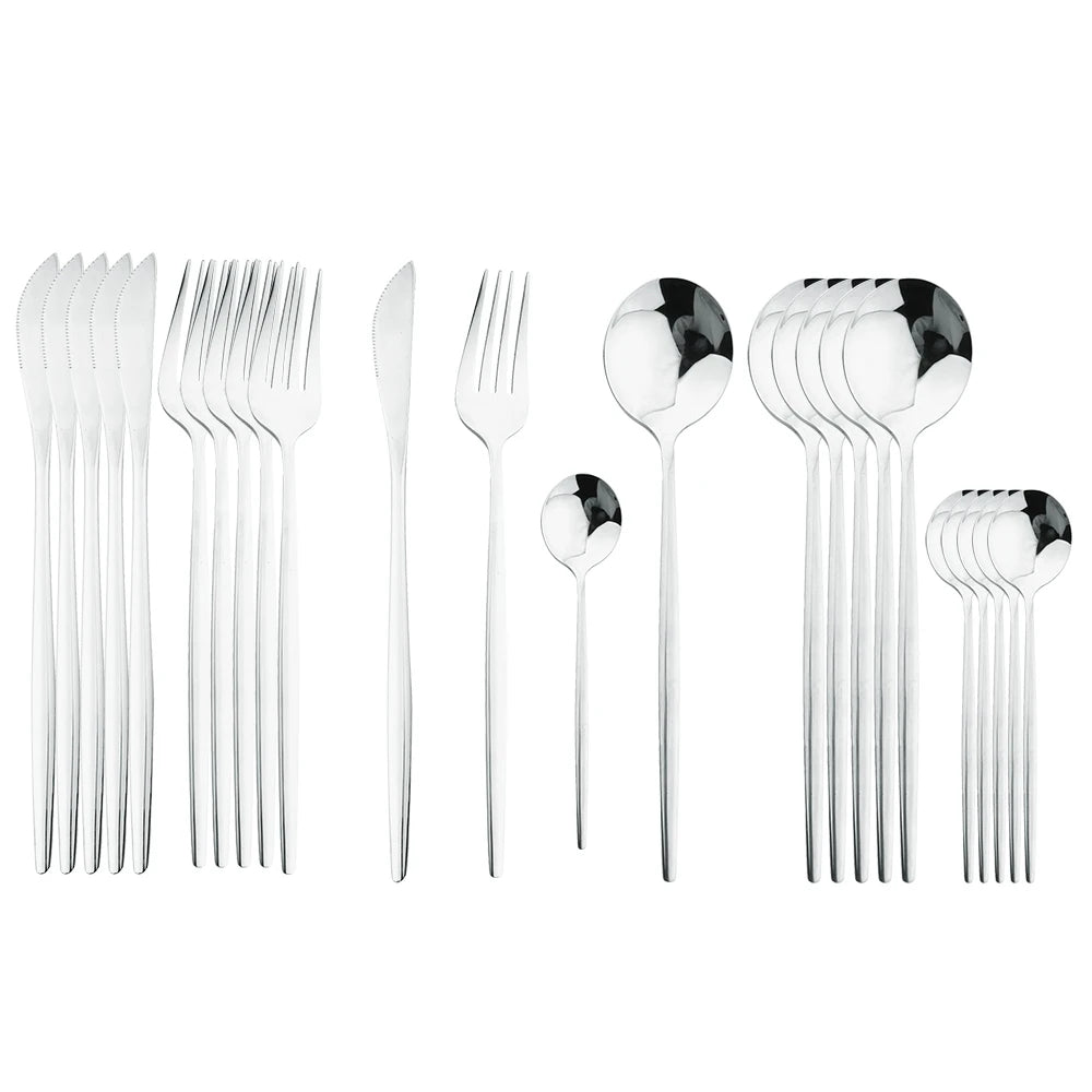 24 Pieces Silverware Flatware Cutlery Set, Stainless Steel Tableware Silverware-Service for 6 Dishwasher Safe Full Set Flatware