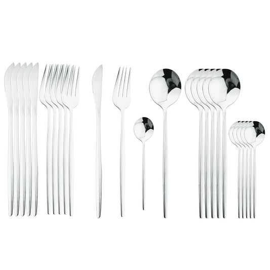 24 Pieces Silverware Flatware Cutlery Set, Stainless Steel Tableware Silverware-Service for 6 Dishwasher Safe Full Set Flatware