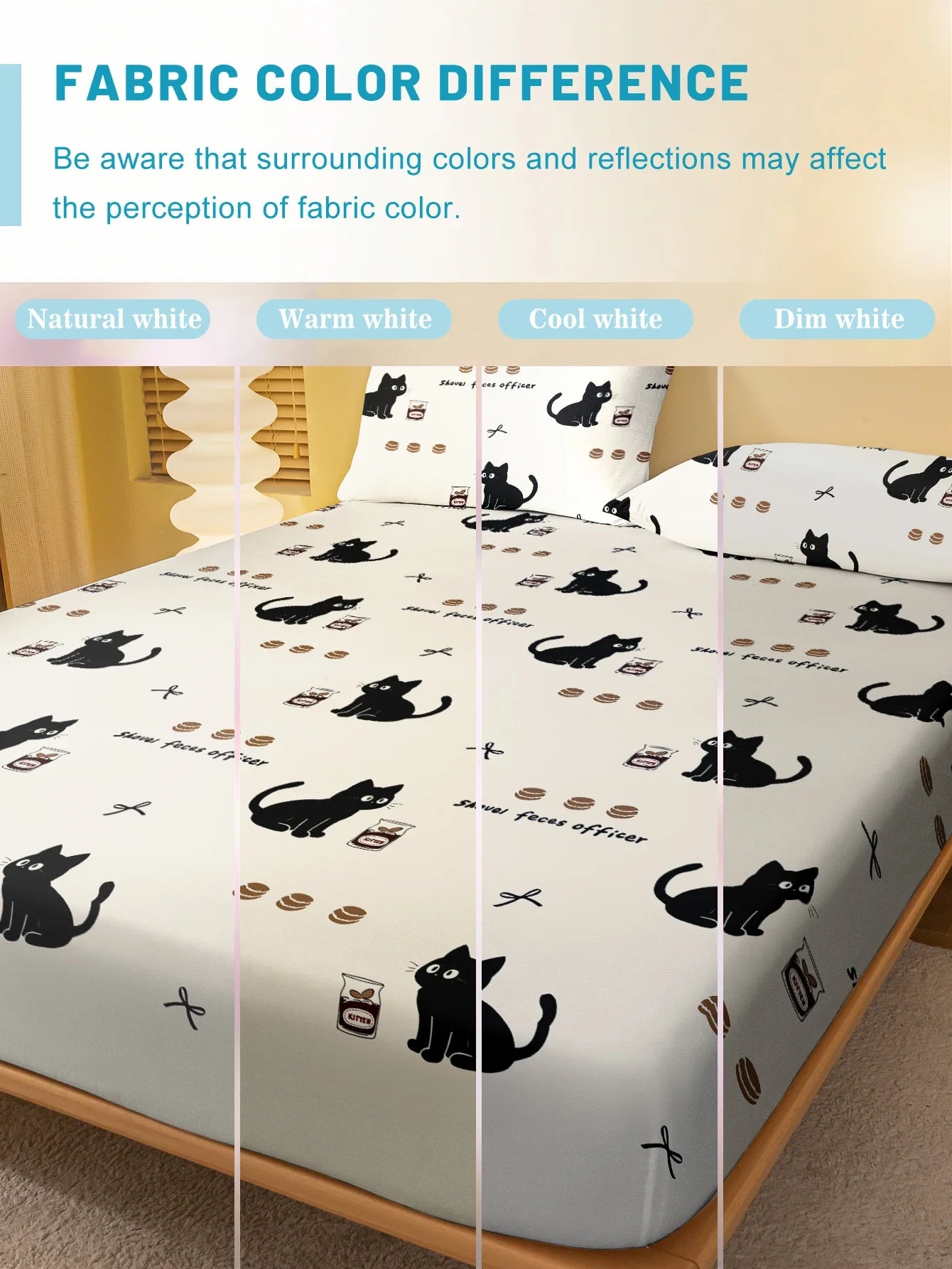 1 Cartoon Cute animal Cat printed matte Fitted Sheet, bedroom printed bed cover, bedding (excluding pillowcases)