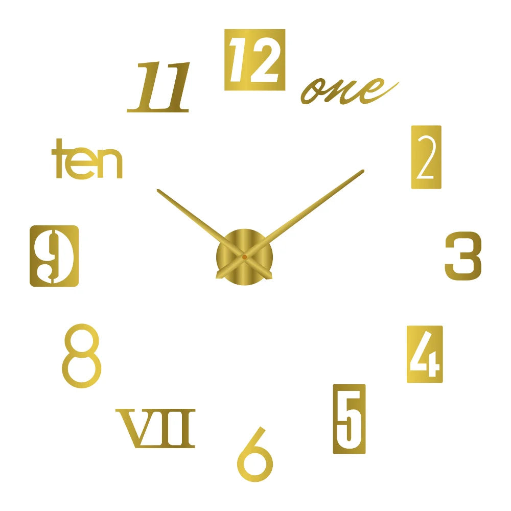 2025 Modern Design Large Wall Clock 3D DIY Quartz Clocks Fashion Watches Acrylic Mirror Stickers Living Room Home Decor Horloge
