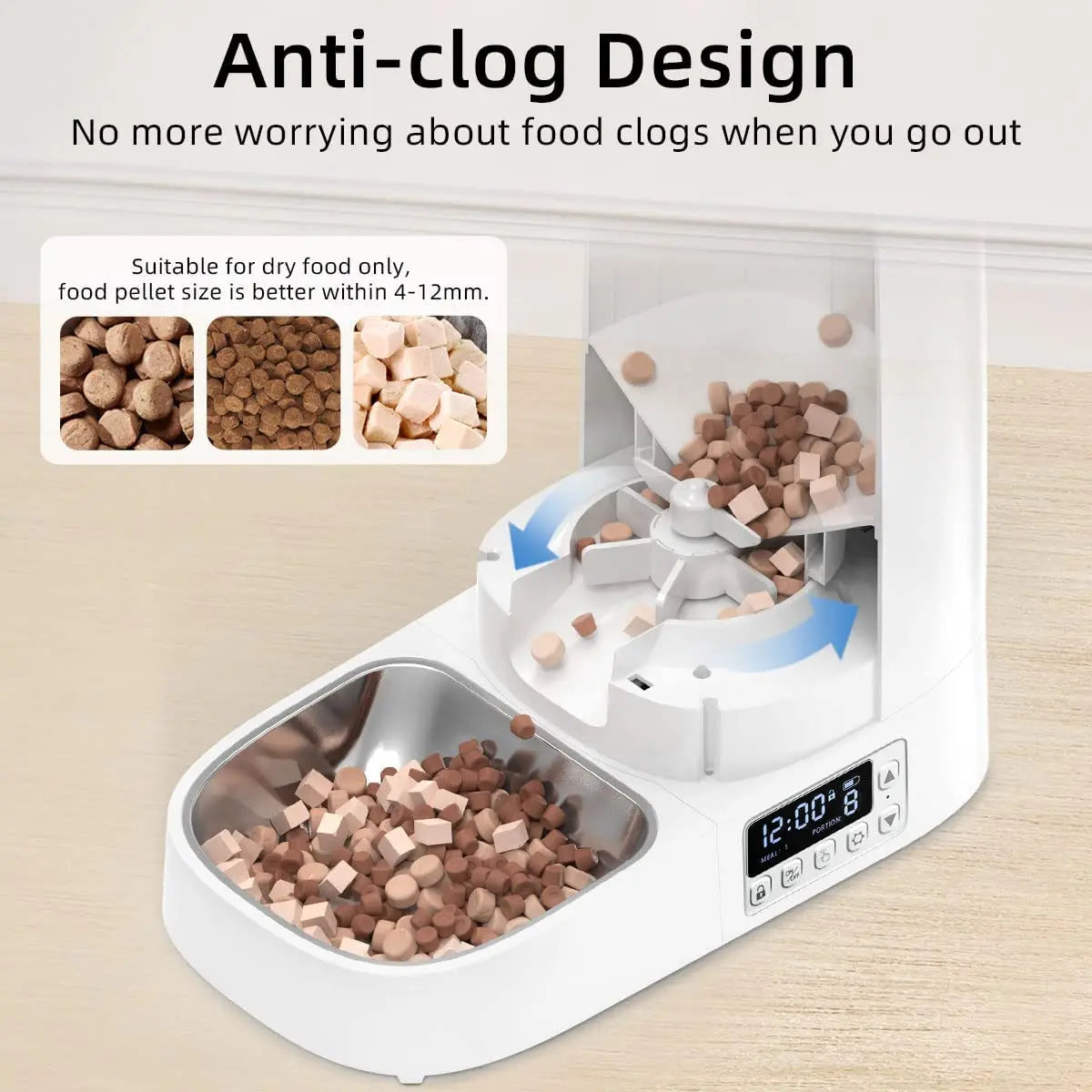 ROJECO Automatic Pet Feeder Smart Control Cat Food Kibble Dispenser Button Version Auto Feeder For Cats Dogs Feeding Accessories