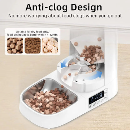 ROJECO Automatic Pet Feeder Smart Control Cat Food Kibble Dispenser Button Version Auto Feeder For Cats Dogs Feeding Accessories