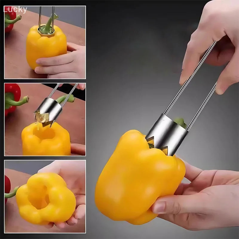 Stainless Steel Fruit Core Remover Apple Pear Bell Peppers Pitter Extractor Tool Versatile Vegetable Core Puller Kitchen Gadgets