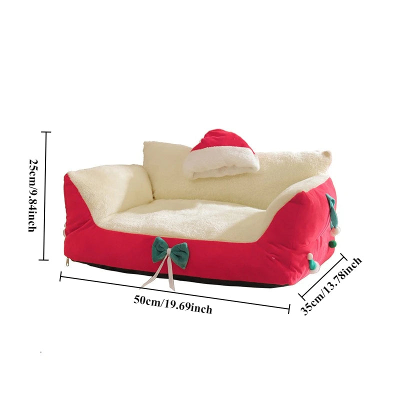2026 Newest Christmas Festive Cat Nest Plush Soft Washable Kennel Puppy Puppy Sofa Bed for Small Medium Animal Домик Для Кошки
