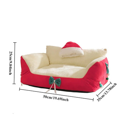 2026 Newest Christmas Festive Cat Nest Plush Soft Washable Kennel Puppy Puppy Sofa Bed for Small Medium Animal Домик Для Кошки