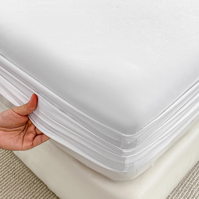 1Pc Fitted Bed Sheet With Elastic Band Solid Color Anti-slip Adjustable Mattress Cover for Single Double King Queen Bed