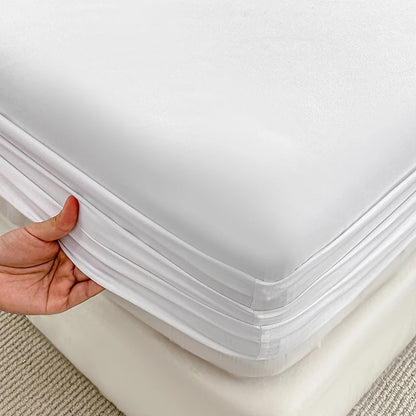 1Pc Fitted Bed Sheet With Elastic Band Solid Color Anti-slip Adjustable Mattress Cover for Single Double King Queen Bed