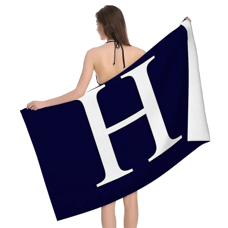 1pc Flower wreath letter pattern Pattern Beach Towel,Ultra-Fine Fiber Beach Blanket,Highly Absorbent Bath Towel,Suitable