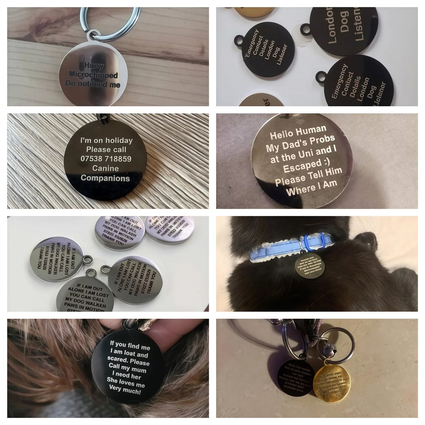 【2025 Hot Sale】Personalised Dog Tag Custom Engraved Pet ID Tag - Waterproof Ground Shape Name Tag for Cats Puppies Collar