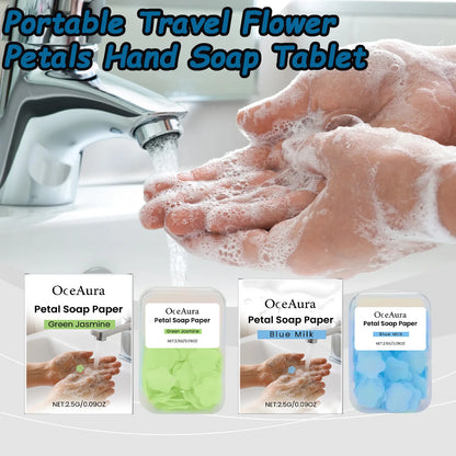 Travel Hand Soaps Portable Disposable Flower Petals Hand Soap Tablet Gentle Cleansing Dissolvable Paper Soap for Kids Adults