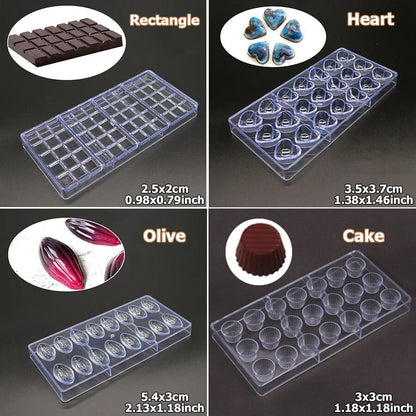24 Styles Available Plastic Chocolate Mold Creative Rose Heart Diamond Cake Shape Kitchen Household Food Grade Candy Baking Mold