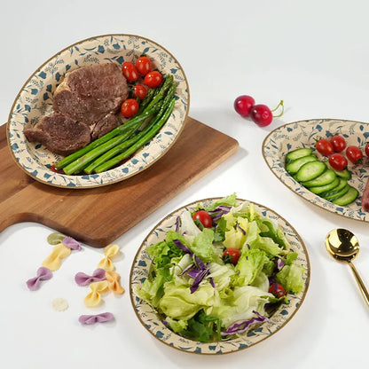 10/20pcs Vintage Floral Paper Plate Disposable European-style Floral Round Tableware Afternoon Tea Dessert Sausage Steaks Plate