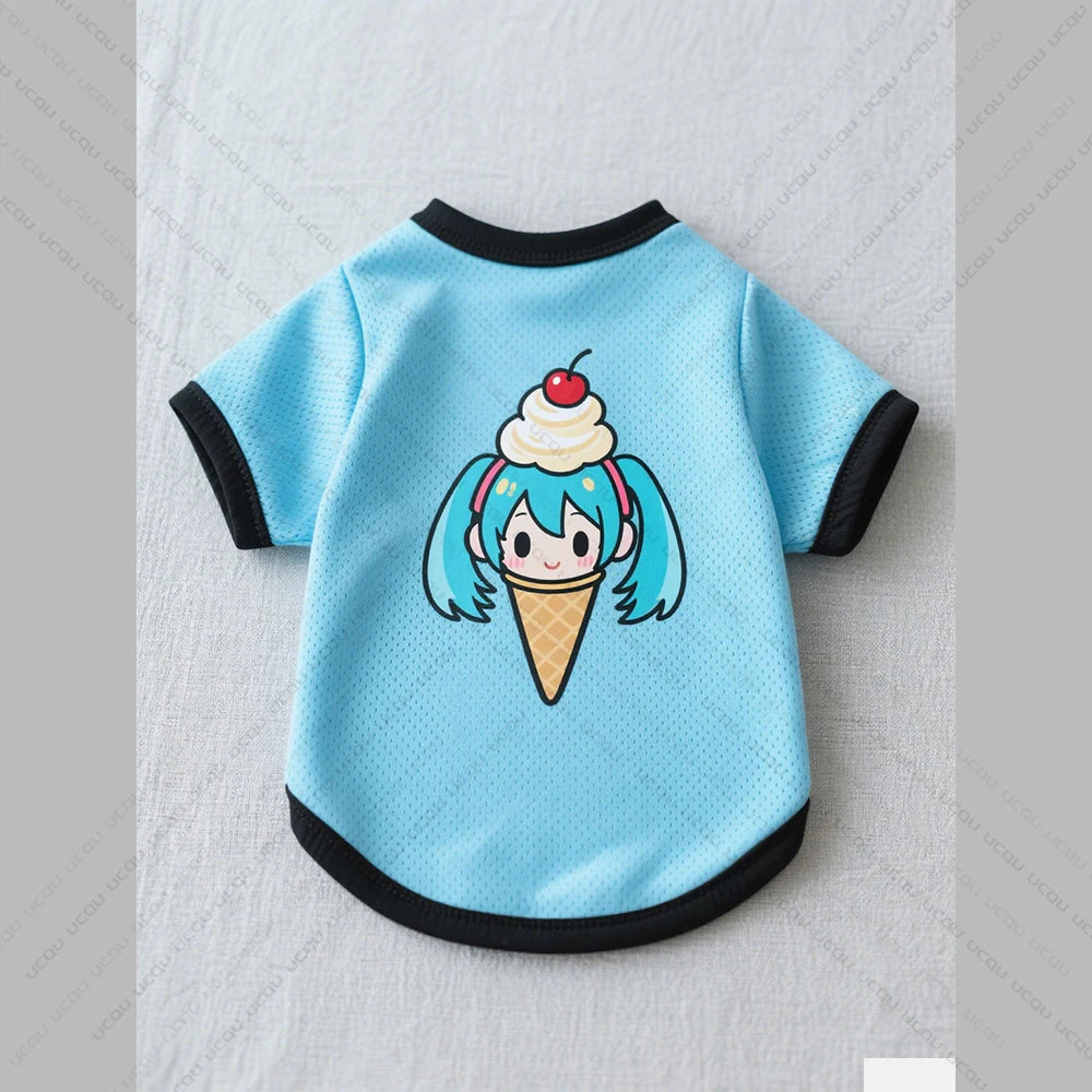 2025 Pet Cat And Dog Clothing Anime-Style Print  Dog Short Sleeved Shirt Quick-Drying And Breathable The Favorite Of Cute Pets