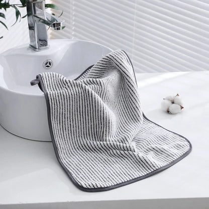 1 pcs Striped Bamboo Hand Towel Absorbent & Quick-drying Super Soft Skin-friendly Bathing Towel For Home Bathroom 35x75cm
