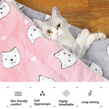 Thicken Cat Mat Breathable Flannel Cat Sleeping Mat Soft Dog Cushion for Small Dog Winter Warm Cat Blanket