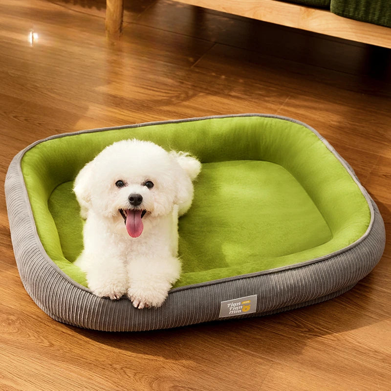 All-Season Detachable Washable Dog Bed for Small/Medium Dogs - Thermal Winter Pet Sofa Cushion Mat with Removable Cover