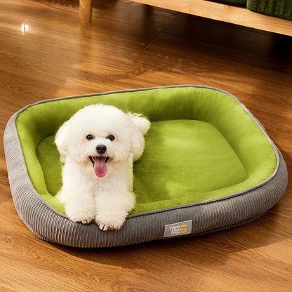 All-Season Detachable Washable Dog Bed for Small/Medium Dogs - Thermal Winter Pet Sofa Cushion Mat with Removable Cover