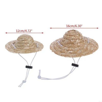 2025 New Pet Dog Hat with Adjustable Strap Straw Sombrero Hat Pet for Cat Hat Size S/L Dog for Cat Costume Decoration