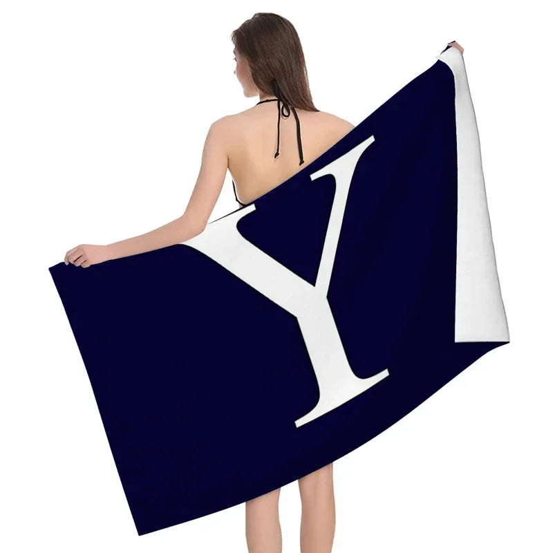 1pc Flower wreath letter pattern Pattern Beach Towel,Ultra-Fine Fiber Beach Blanket,Highly Absorbent Bath Towel,Suitable