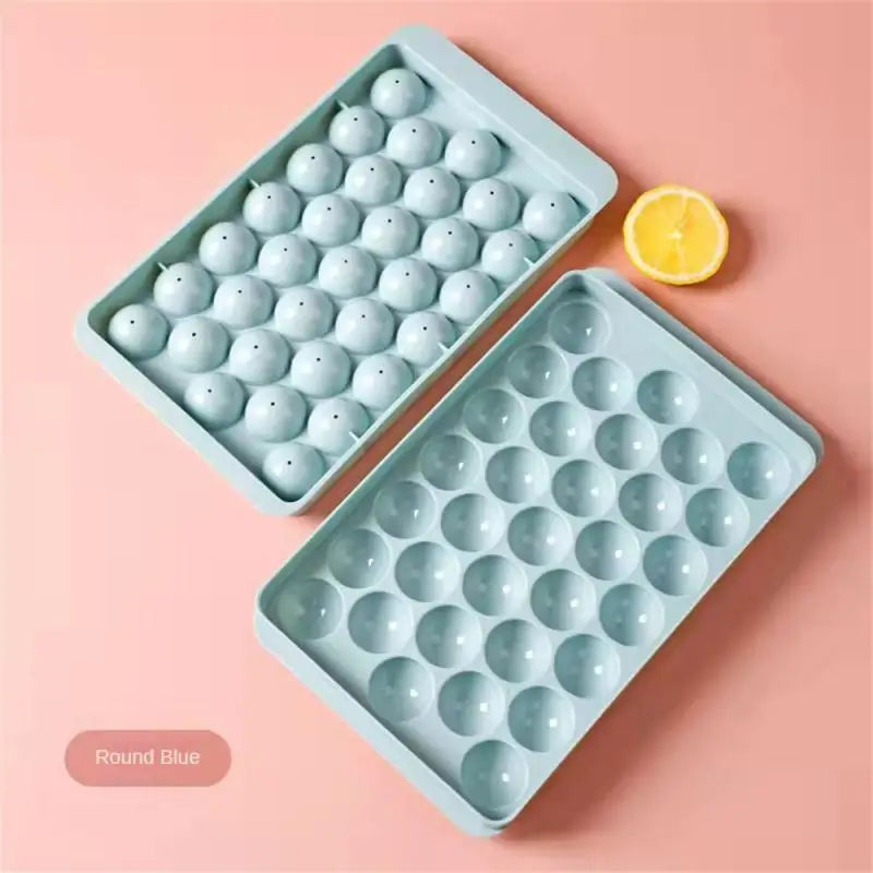 3D Round Ice Cube Tray With Lid Plastic Diamond Style Ice Mold Refrigerator Spherical DIY Moulds Ice Ball Maker Kitchen Tools