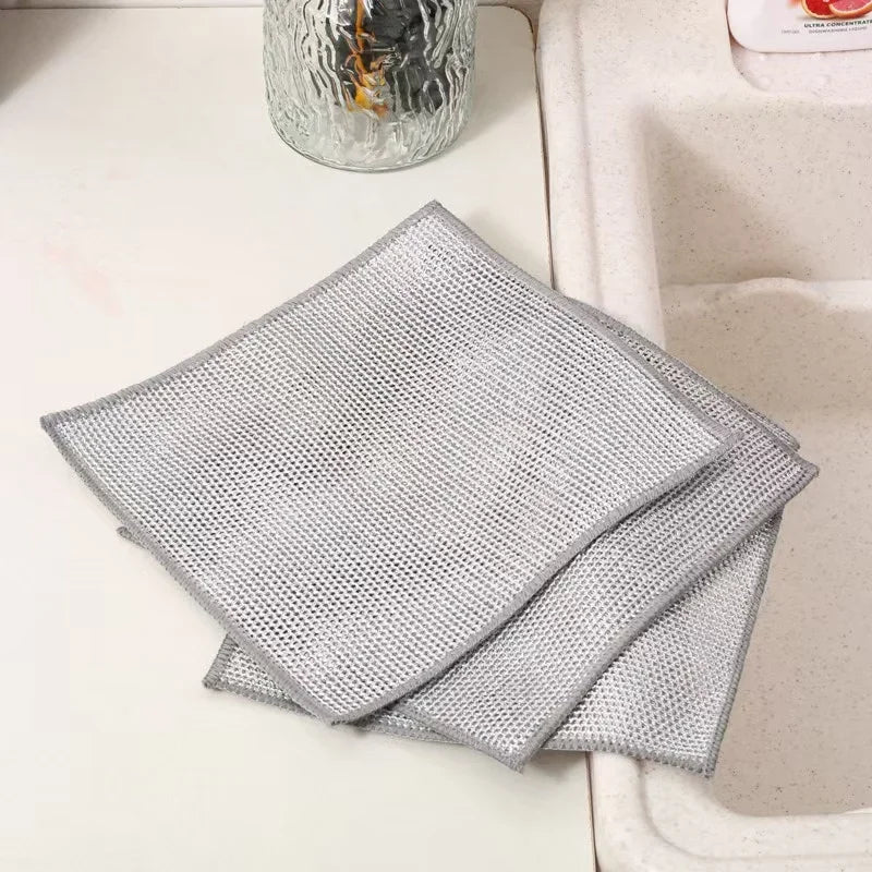 10 Pieces Of Steel Wire Dishwashing Cloth, Cleaning Cloth Mesh, Non Greasy Cloth, Kitchen Stove Cleaning Cloth