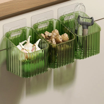 1pcs Kitchen Garlic Ginger And Onion Transparent Storage Basket Wall-Hanging Small Wall-Mounted Storage Box Storage Rack