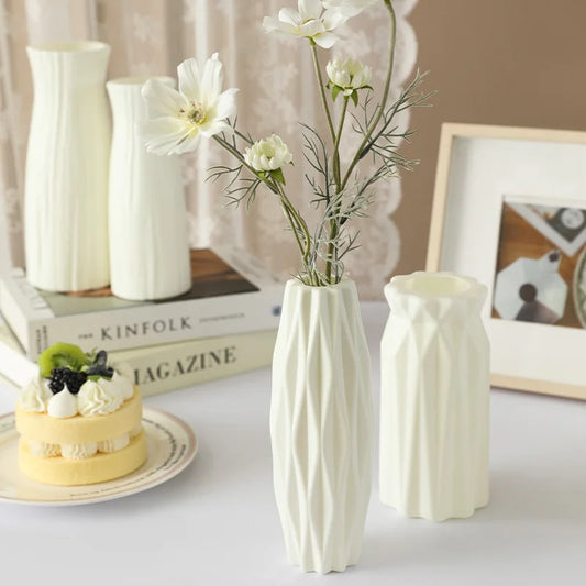 4066 Simple Plastic Vase Silver Willow Hydroponic Flowers Artificial Flower Vase Desktop Living Room Decoration Ornaments