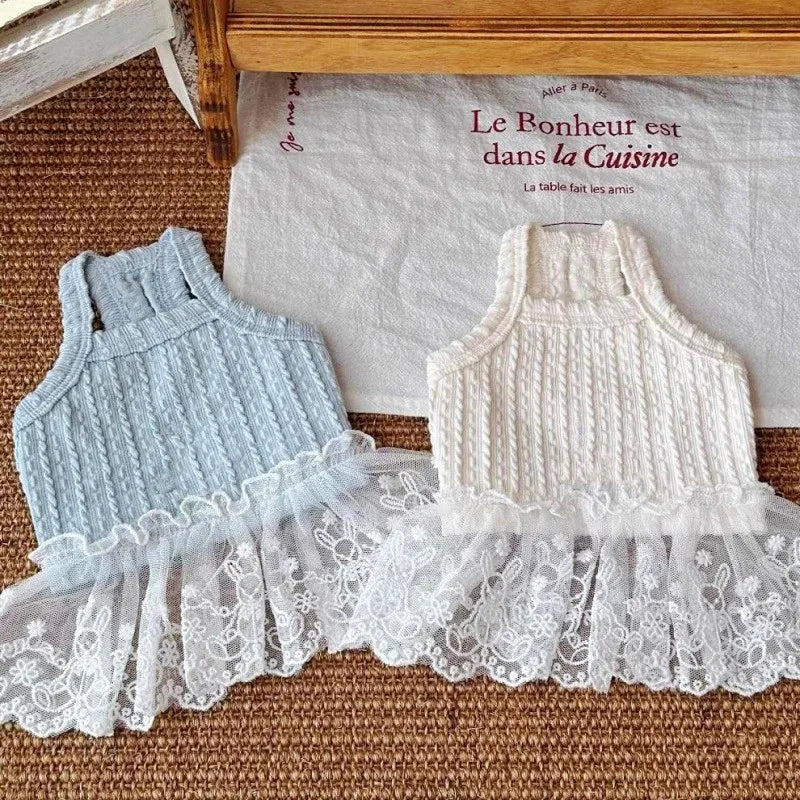 Suspenders Dress for Dogs Solid Lace Puppy Summer Clothes Chihuahua Bichon French Bulldog Girl Dog Dresses Pet Princess Skirt