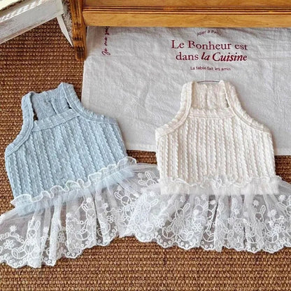 Suspenders Dress for Dogs Solid Lace Puppy Summer Clothes Chihuahua Bichon French Bulldog Girl Dog Dresses Pet Princess Skirt