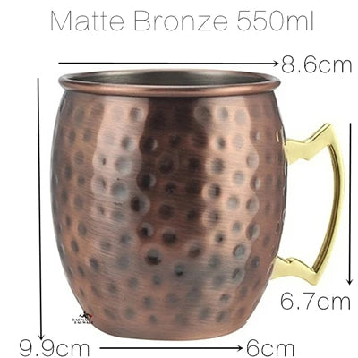 1PCS Cocktail Cup 550ml Hammered Copper Plated Moscow Mule Mug - Beer/Coffee Cup for Enhanced Flavor Experience Tazas Drinkware