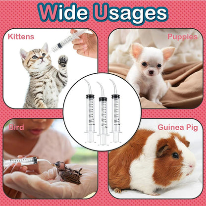 12ml Pet Feeding Syringe Curved Mouth Syringe Small Animal Liquid Syringe Feeding Device Supplies