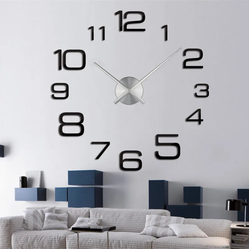 2025 Modern Design Large Wall Clock 3D DIY Quartz Clocks Fashion Watches Acrylic Mirror Stickers Living Room Home Decor Horloge
