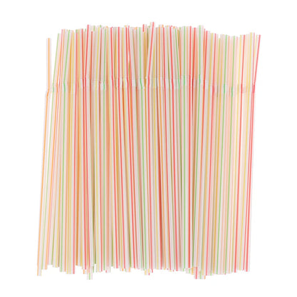 100Pcs 21x0.5cm Disposable Plastic Drinking Straws Multi-colored Striped Bendable Straw Kitchen Supplies Party Rainbow Straw